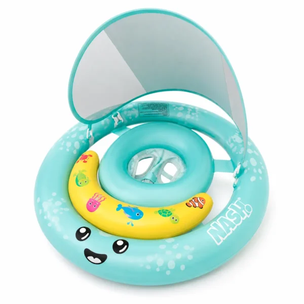 Baby Float Exercise Swimming Nash com toldo azul.